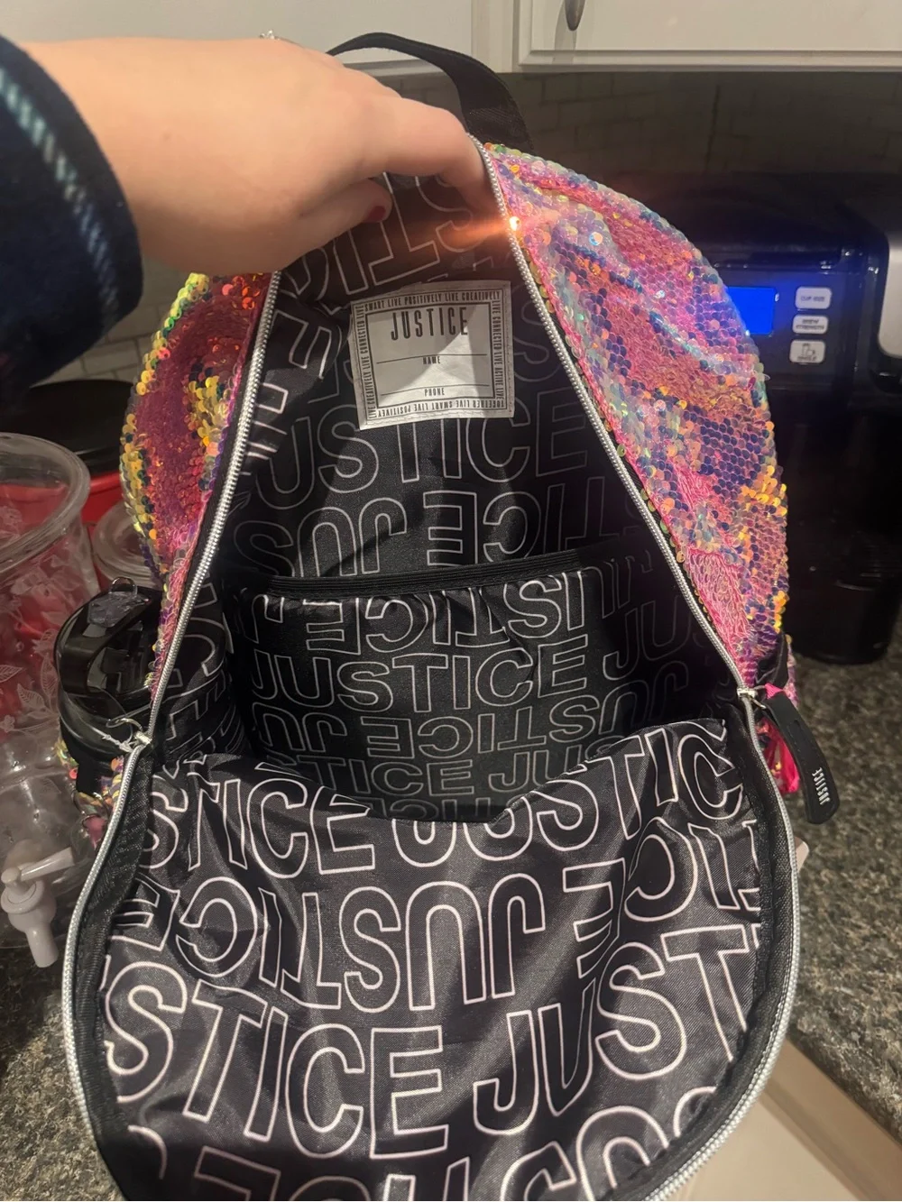 Justice Iridescent Pink Sequin Backpack
